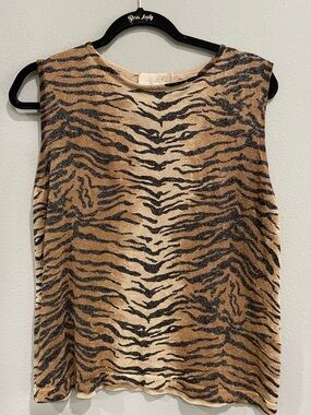 Vintage Y2K Cache Silk Blend Animal Print Sleeveless Blouse